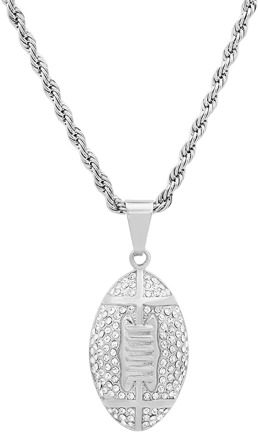 STEELTIME Men's Crystal American Football 24" Pendant Necklace