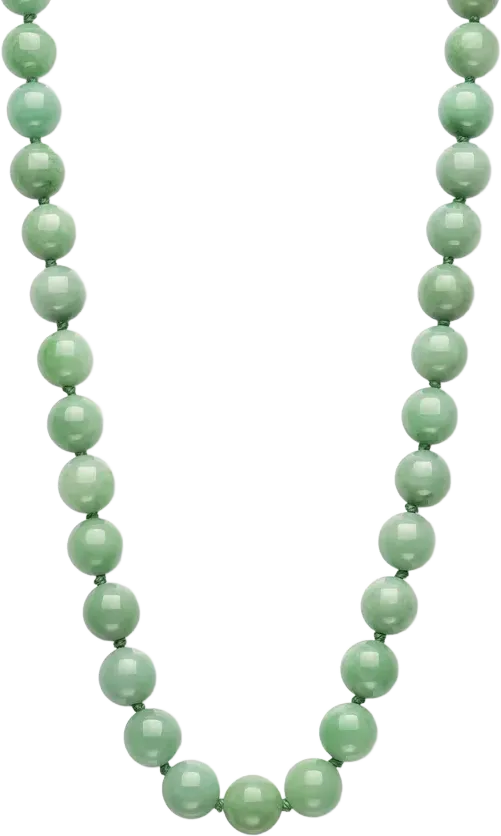 Dyed Green Jade Knotted Bead All-Around 18" Collar Necklace