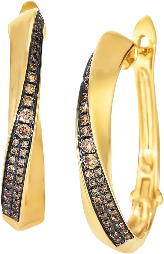 Le Vian Chocolatier Chocolate Diamond Hoop Earrings (1/4 ct. t.w.) in 14k Honey Gold