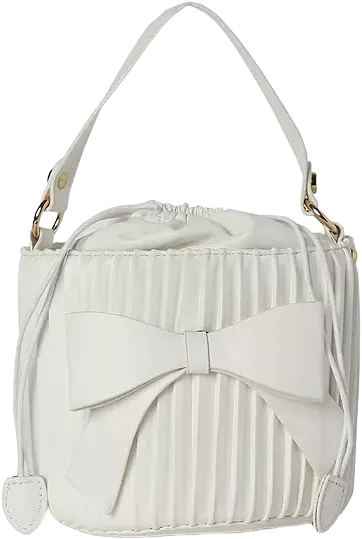 Women's Gathered White Bucket Bag