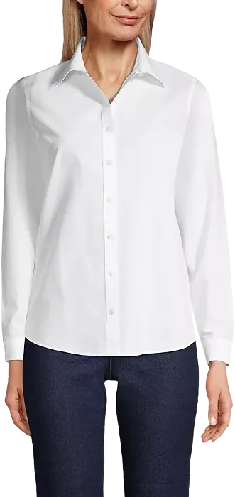 Lands' End Women's No Iron Button Front Shirt