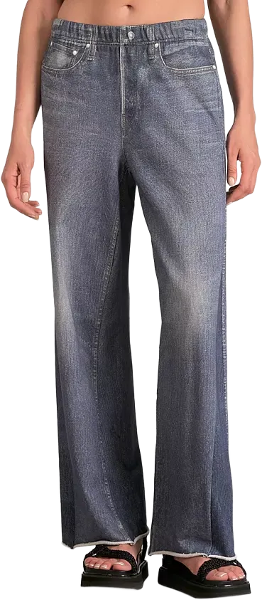 Elan Women's Cotton High-Rise Faux-Denim Straight-Leg Pants