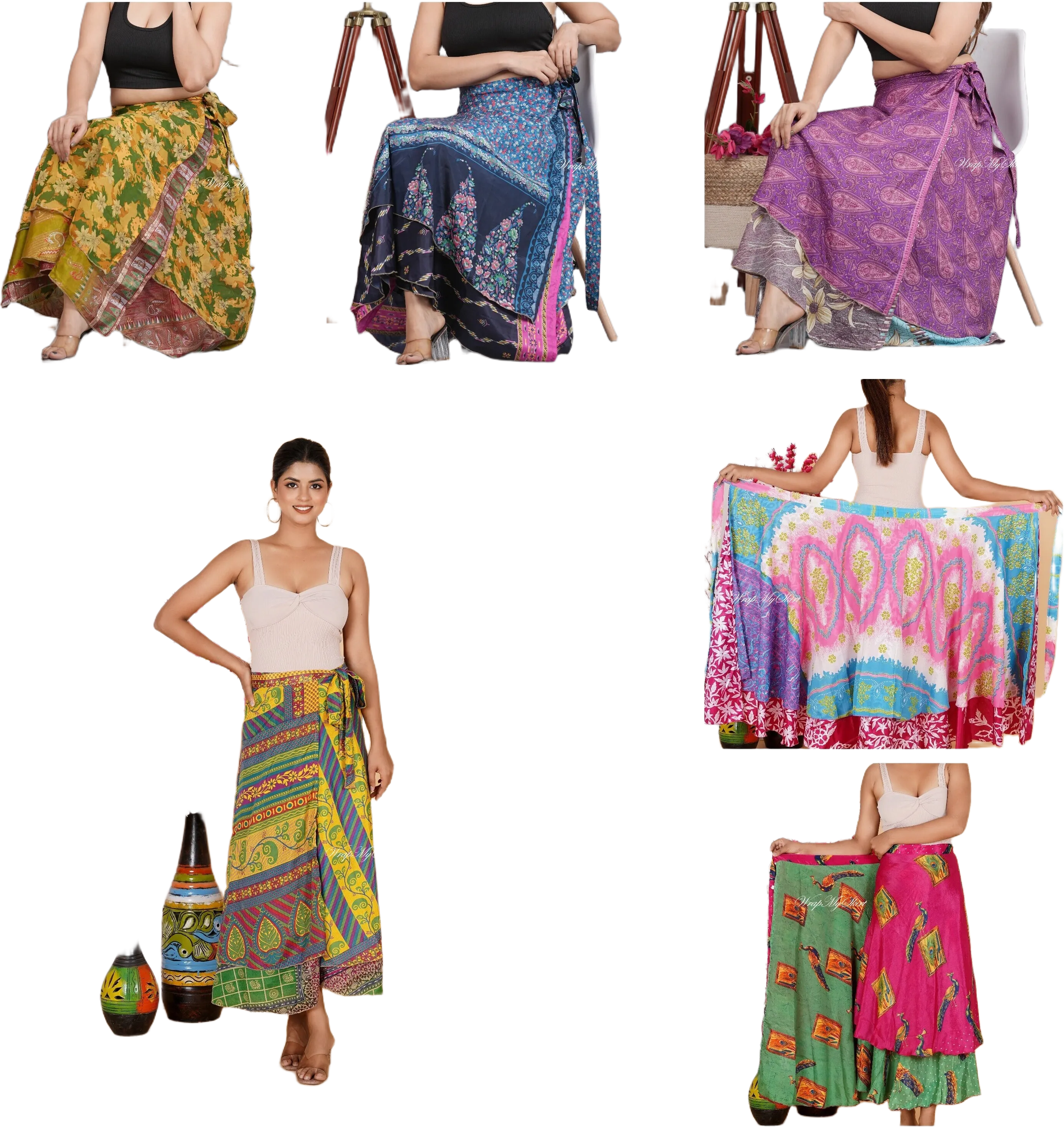 Wholesale lots Indian Skirts Silk Skirts Vintage Handmade Wrap Skirts Boho Hippie Skirts Women Skirts Maxi Skirts Long Skirts Summer Skirts