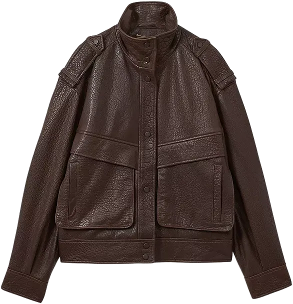 REISS Cleo Shoulder Detail Leather Jacket