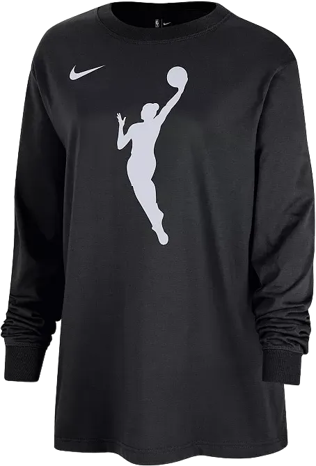 Nike Women's Black WNBA Jump Woman Logo Boyfriend Oversized Long Sleeve T-Shirt