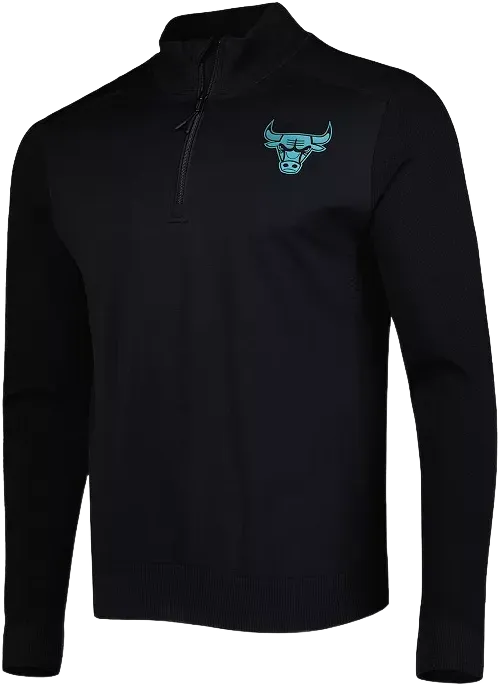 Men's LevelWear Black Chicago Bulls Nano Engineered Knit Fabric Quarter-Zip Jacket
