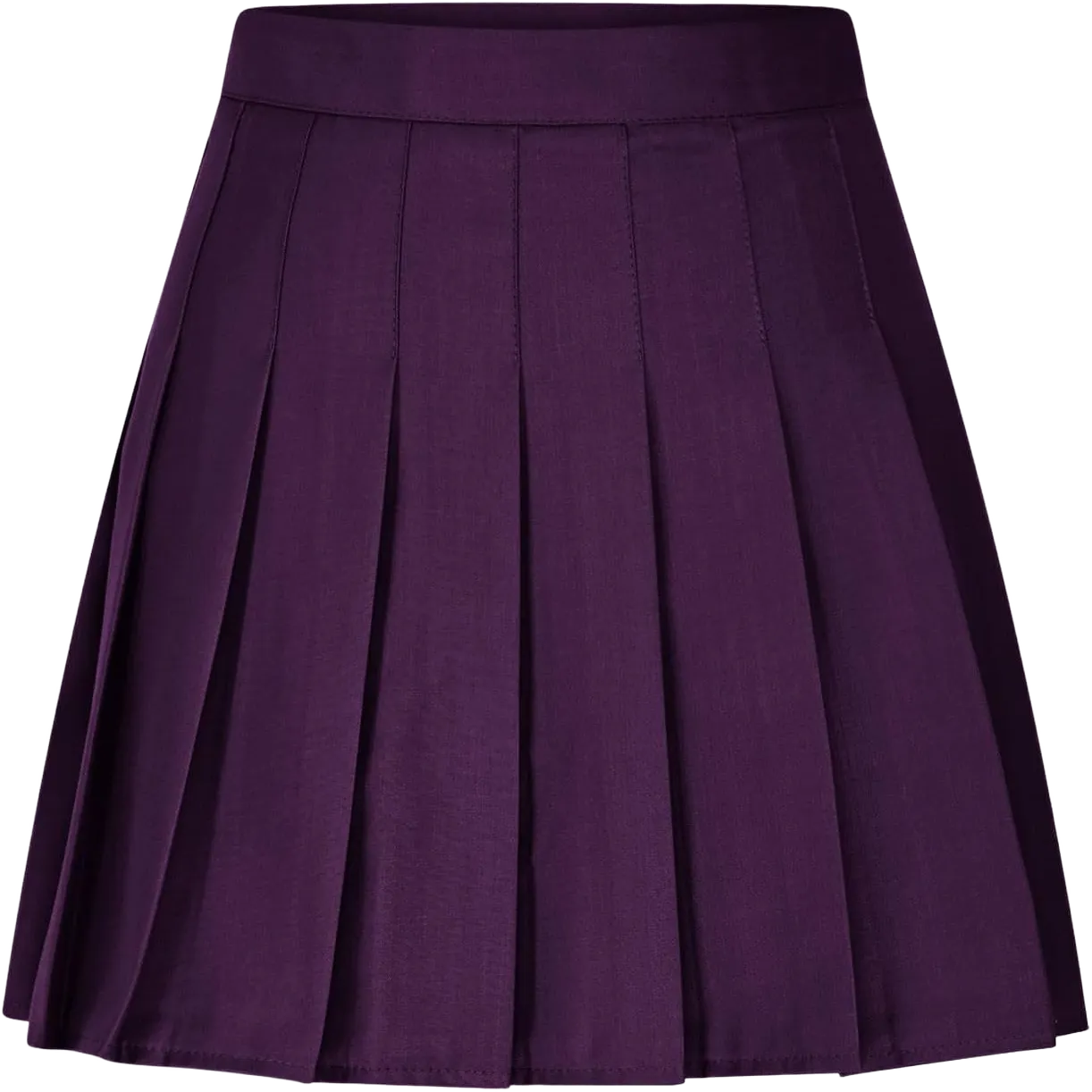 Women's Casual Skirts Mini Flared Skater Skirt Cotton Linen Stretchy Elastic High Waist Pleated A-Line Party Skirts Purple Medium