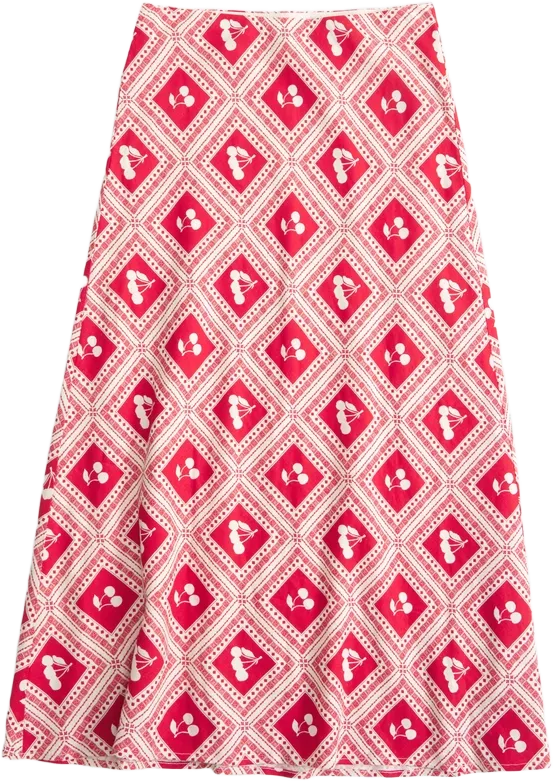 Mid Rise Linen-Blend Maxi Skirt