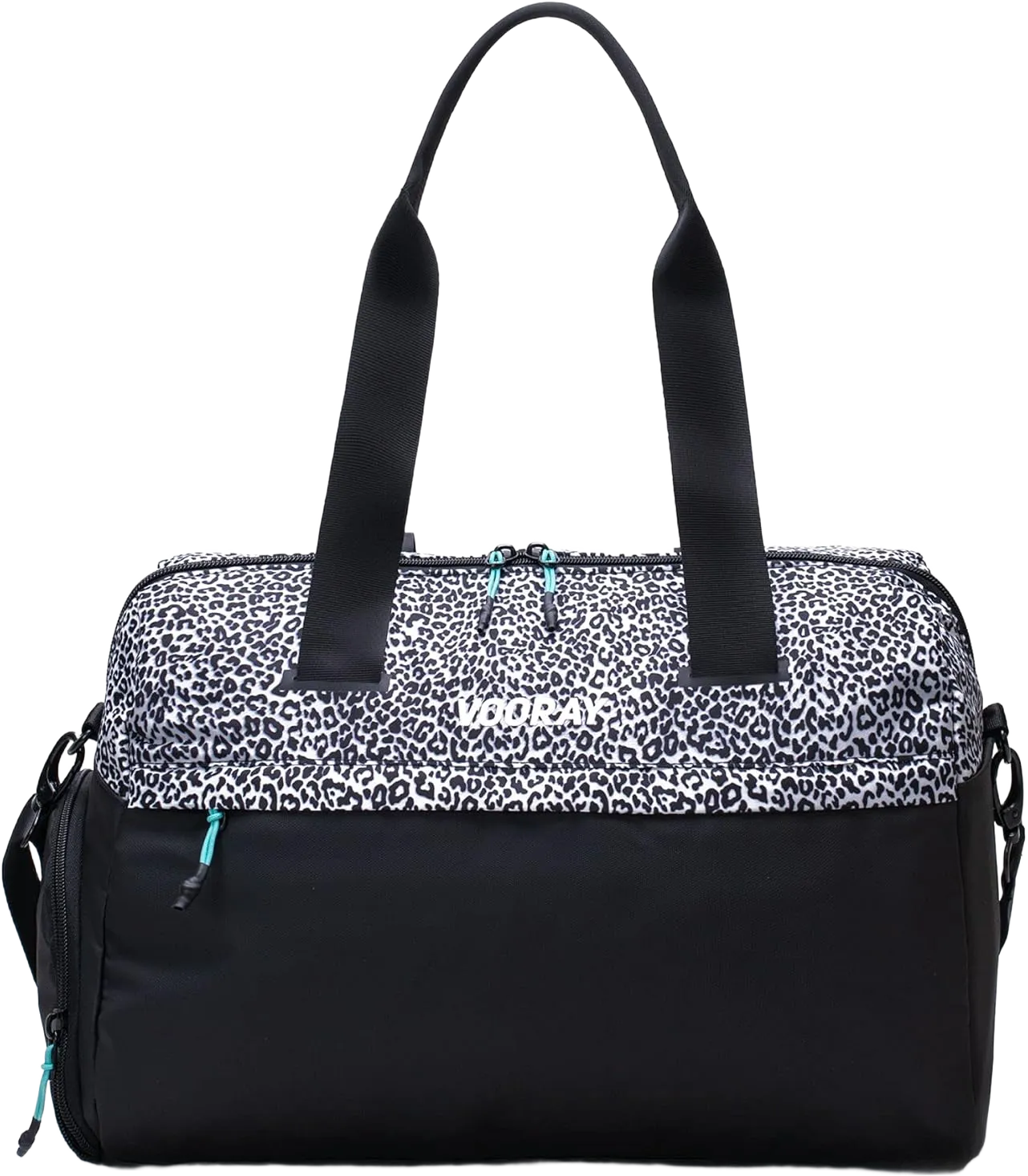 Vooray 25L Trainer Duffel Bag – Lightweight Travel Bag, Sports Gym Bag for Women and Men with Shoe Pocket, Weekender Bag for Overnight, Football, Traveling - Hospital Bag, Workout Bag Leopard