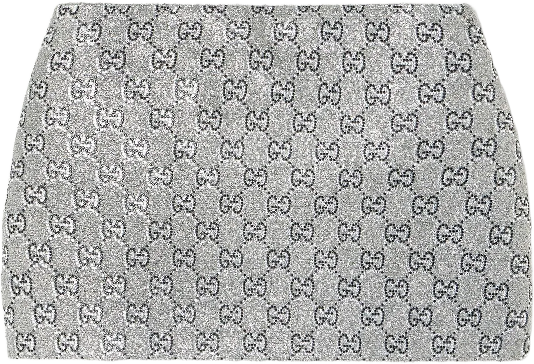 Gucci Women's Gray Metallic Tweed Mini Skirt