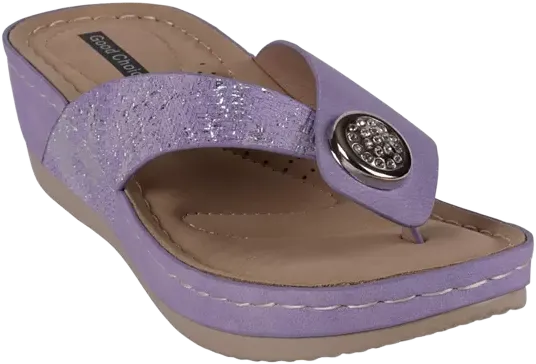 GC Shoes Women's Dafni Thong Comfort Wedge Sandals