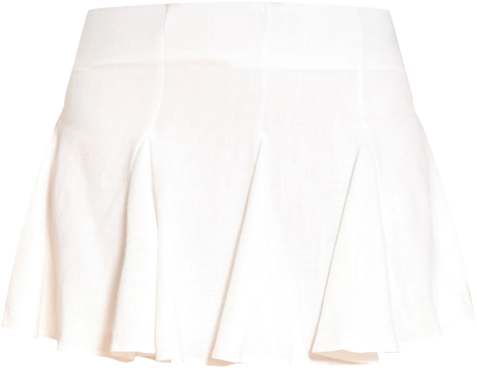 White Linen Look Pleat Detail Mini Skirt