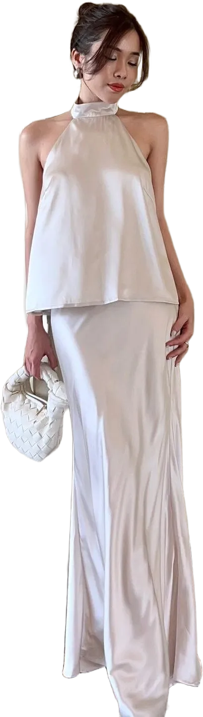 Casual Wedding Guest Silk Skirt - Maxi Skirt - High waisted skirt - Long Skirt - Plus Size Skirt - Gift For Her - Women&#39;s Set Clothing