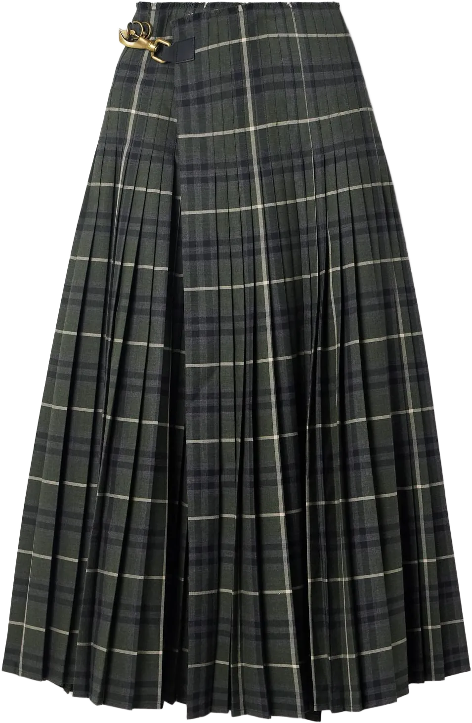 Burberry Women's Gray Pleated Checked Woven Maxi Wrap Skirt