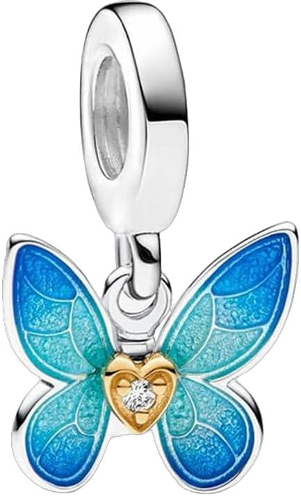 Butterfly Dangle Charm for Women Bracelets and Necklaces in 925 Sterling Silver Compatible Pandora,Women's Mother's Day Birthday Bead Charms Gifts for Daughter