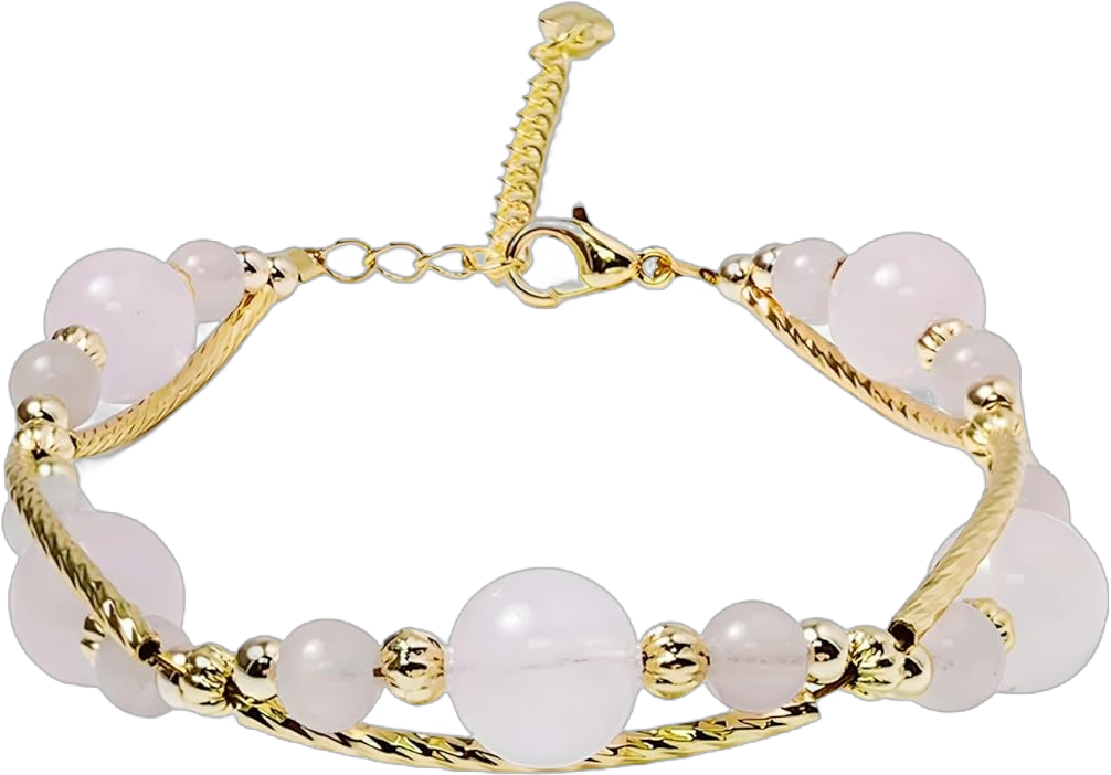 Classic 0.16+0.31inch Chakra Beads Handmade Bracelet for Women Teen Girls, Healing Rose Quartz Crystal Braided Adjustable 14K Gold-plated Jewelry rose quartz